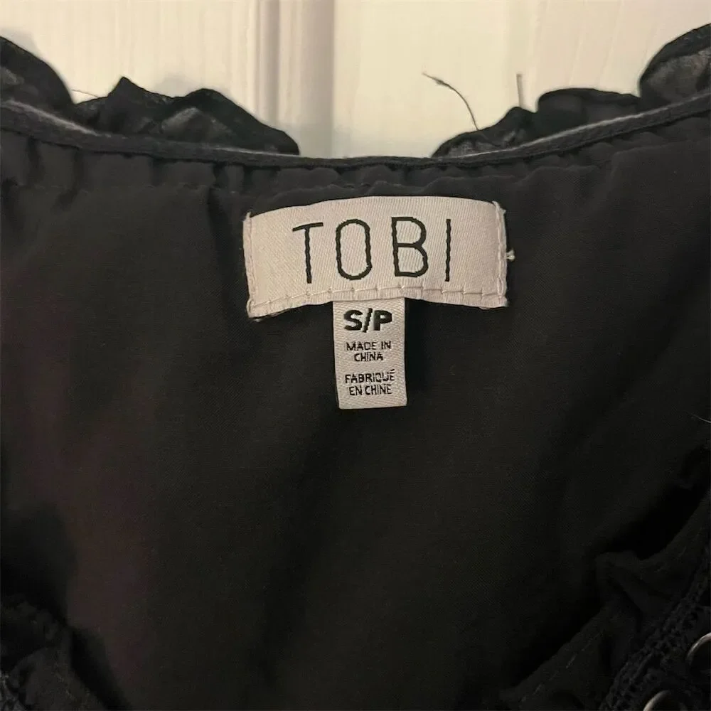 Tobi Women's Petite Black Ruffle Maxi Dress Sleeveless Formal S - Picture 4 of 6